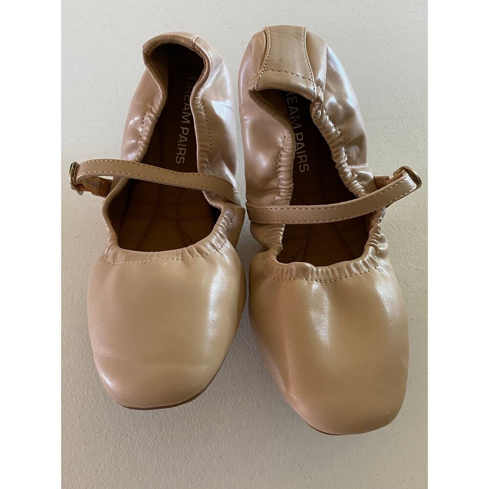 Dream Pairs Women's Size 7 Foldable Lightweight Nude Mary Jane Ballet Flats Boho